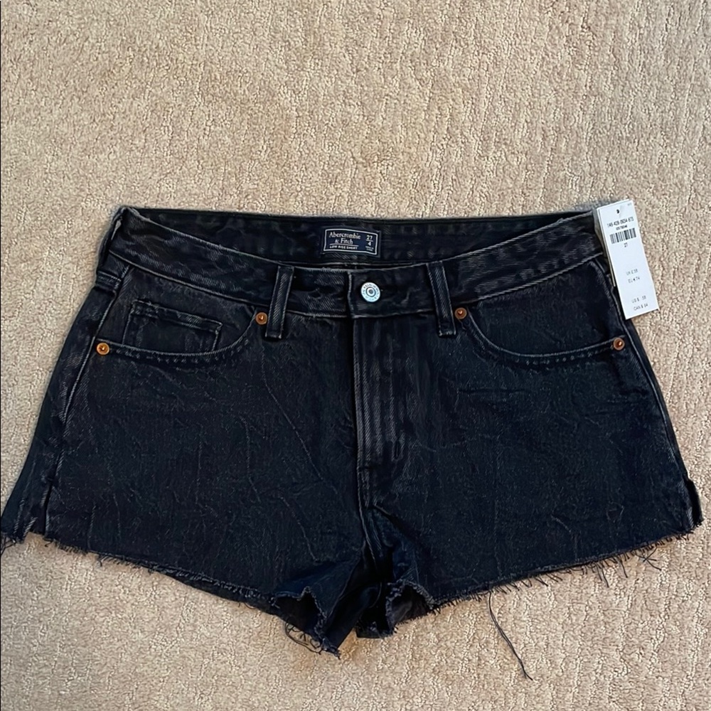 Abercrombie & Fitch Black Jean Shorts Distressed Hem